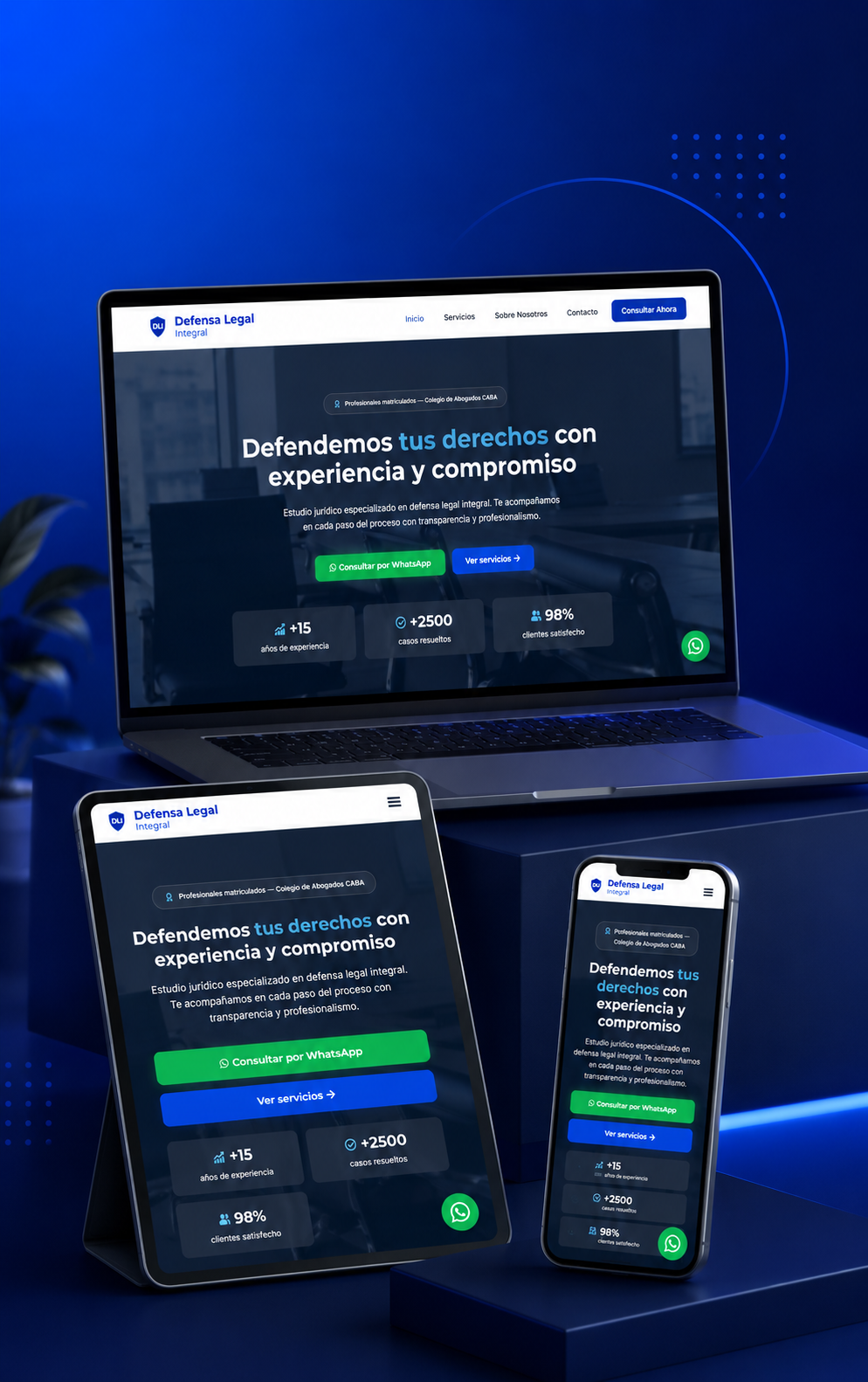 Sitio web desarrollado para Defensa Legal Integral por Nahuel Acosta Dev