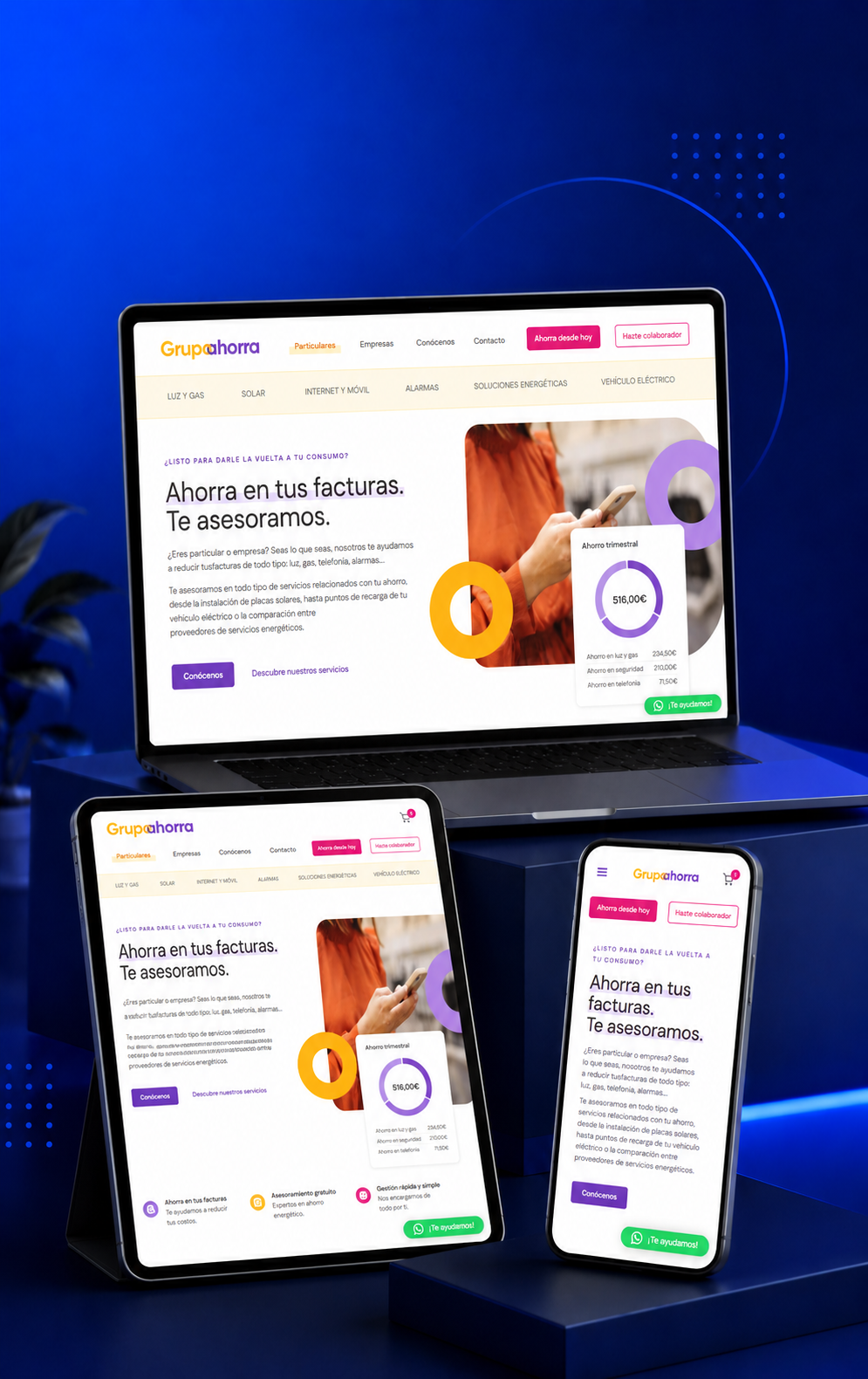 Sitio web desarrollado para Grupo Ahorra por Nahuel Acosta Dev
