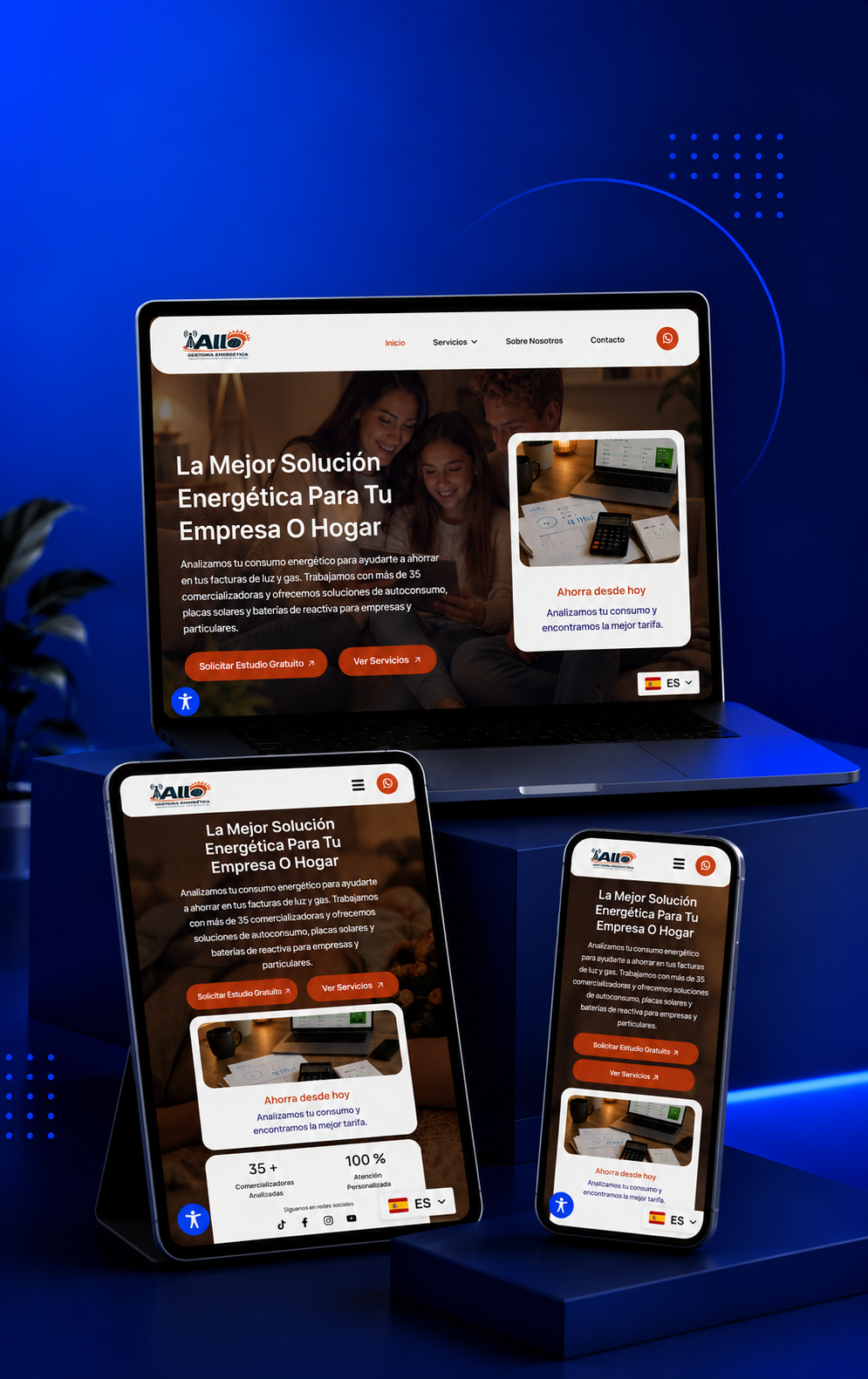 Sitio web desarrollado para Allo Gestoría Energética por Nahuel Acosta Dev.