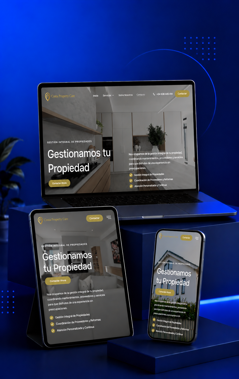 Sitio web desarrollado para Costa Property Care por Nahuel Acosta Dev.